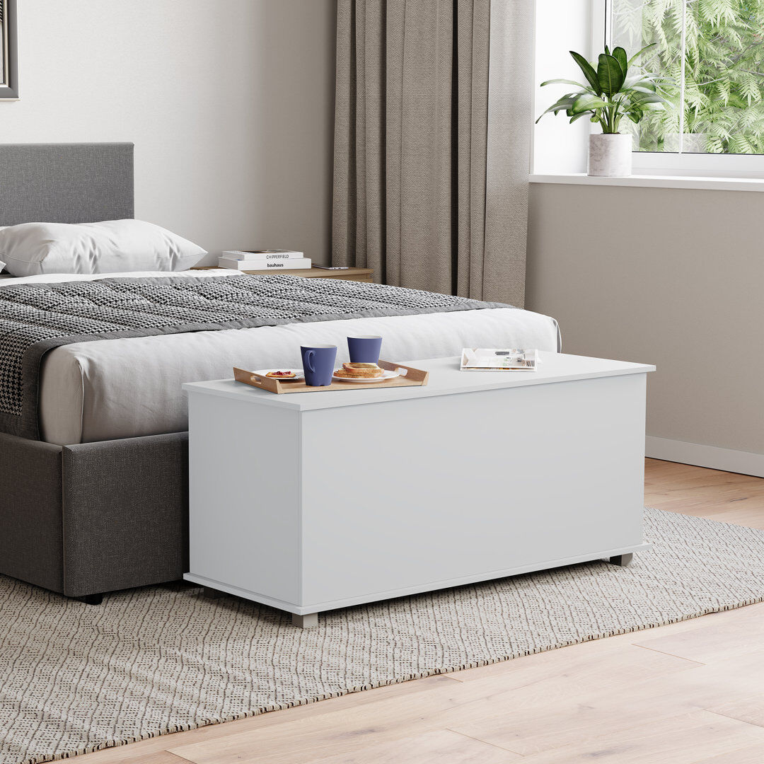 August Grove Beacsfield Storage Bench White 46cm H X 100cm W X 40cm D