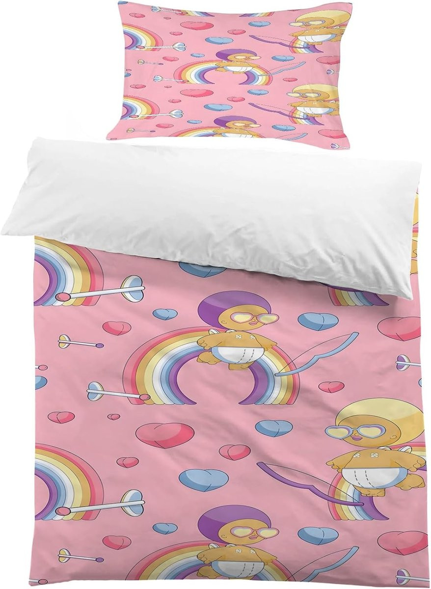 Roze Dekbedovertrek Set met Ritssluiting - 90x190 cm