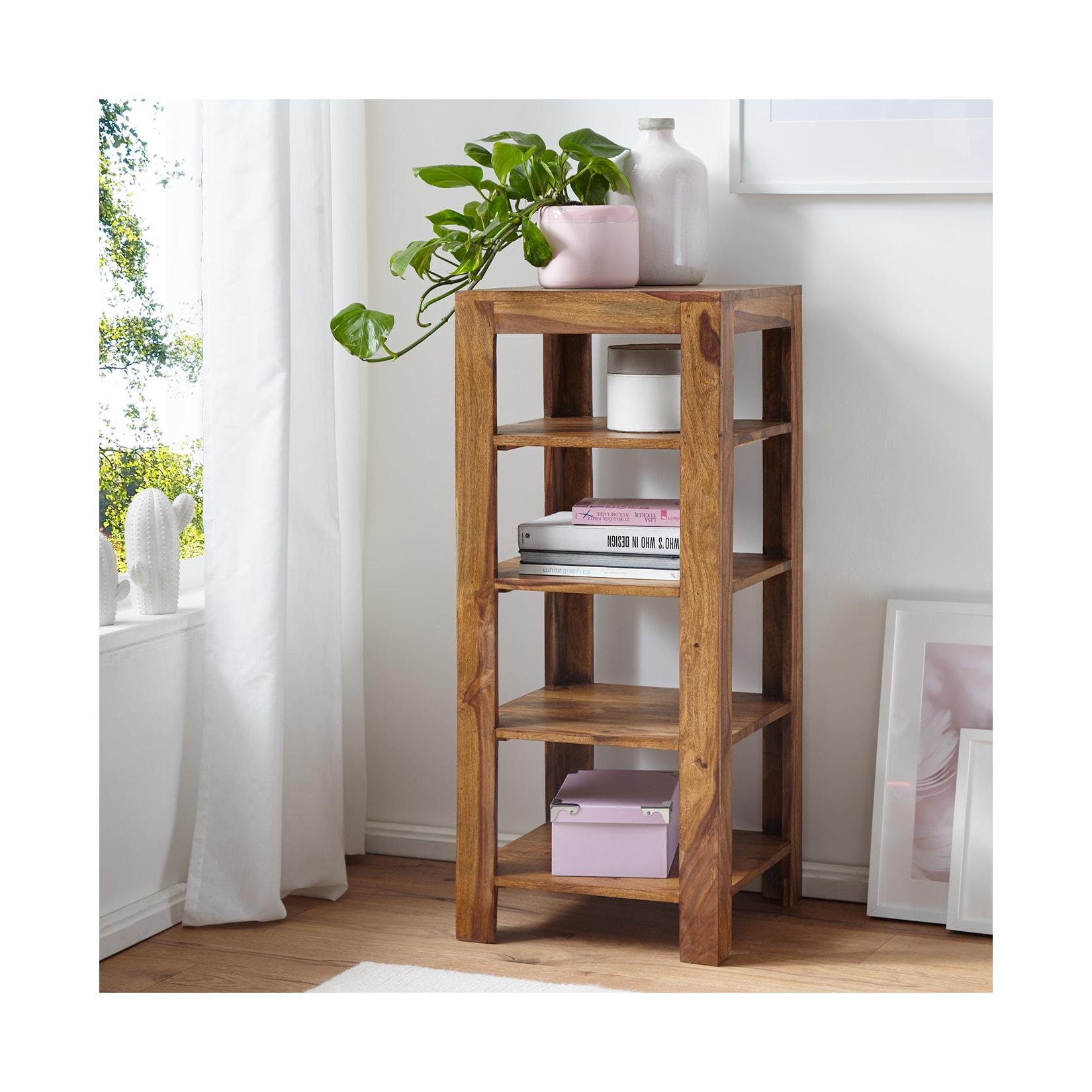 FineBuy Standregal 44x105x44 cm Sheesham Bücherregal Holz Regal Braun Massiv