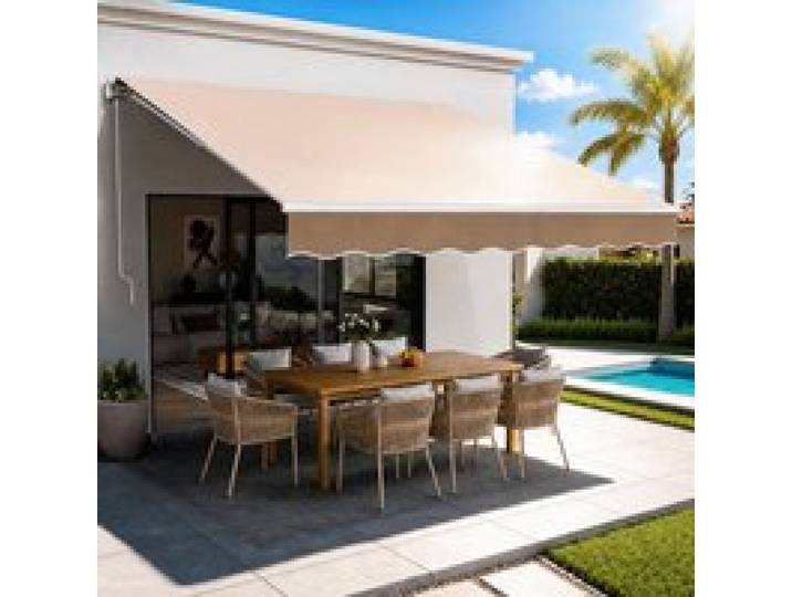 VEVOR Balkonmarkise 2,5x2 m Gelenkarm Markise höhenverstellbar von 2,4 bis 3,7m Klemmmarkise Einziehbar Stahl Aluminium 280G doppelseitige PU-Beschichtung Sonnenmarkise Balkon Terrassenmarkise