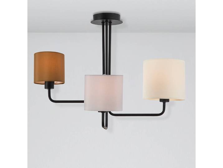 Plafonnier Bitonto Ø 56cm Beige/Marron/Gris/Noir Tissu mélangé Ampoule électrique/LED/Smart Home E27