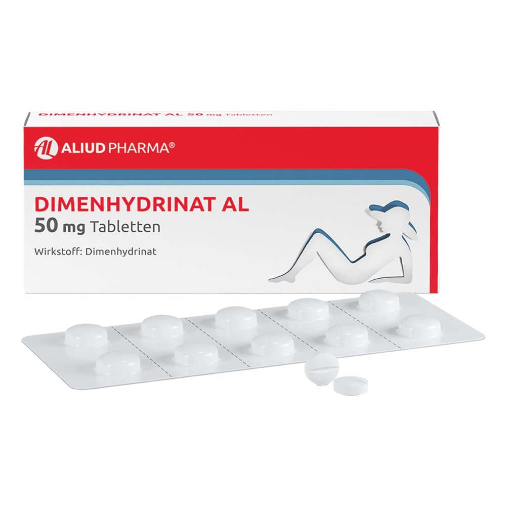 ALIUD Pharma GmbH Dimenhydrinat AL 50 mg Tabletten bei Übelkeit und Erbrechen 06938658