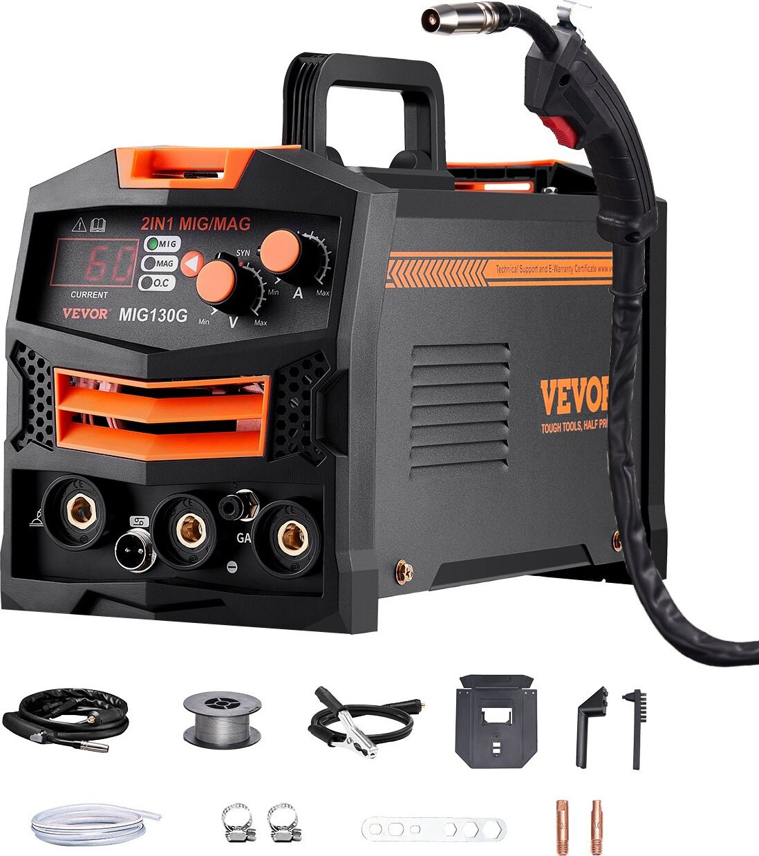 Sweiko MIG-lasser 130A, 2-in-1 gas-MIG en draadloos lassen