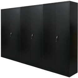 PROREGAL Mega Deal 3x Flügeltürenschrank ELEPHANT fertig aufgebaut, HxBxT 185x90x40cm, 4 Fachböden, Schwarz, Metallschrank abschließbar Büroschrank