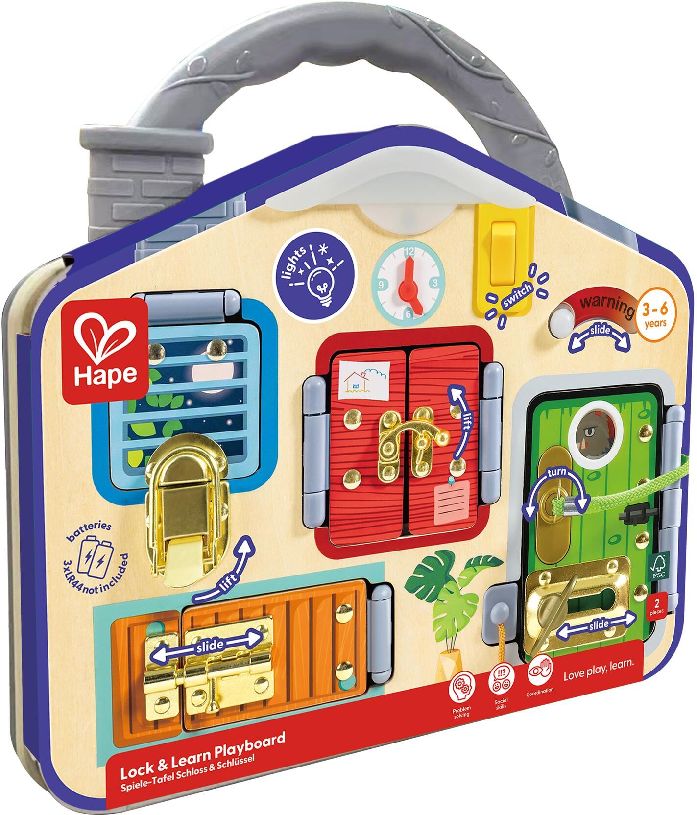 Lernspielzeug HAPE "Schloss & Schlüssel", Kinder, bunt (mehrfarbig), Holz, Kunststoff, Lernspielzeug Lernspielzeug mehrfarbig Einheitsgröße