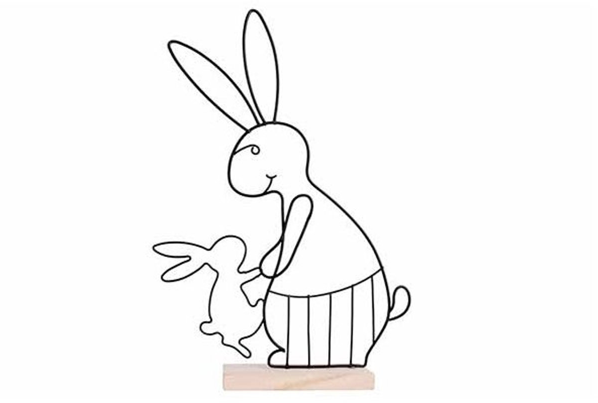 Cosy @ Home Konijn Baby Rabbit Houten Display Zwart B: 20 cm, H: 28 cm, D: 4,5 cm