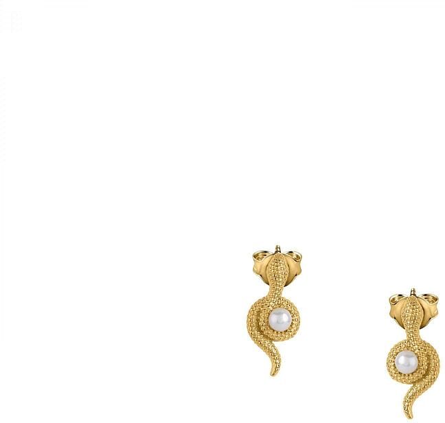 Boucles D'Oreilles Impala En Plaqué Or Jaune Et Perle De Culture Blanche Femme