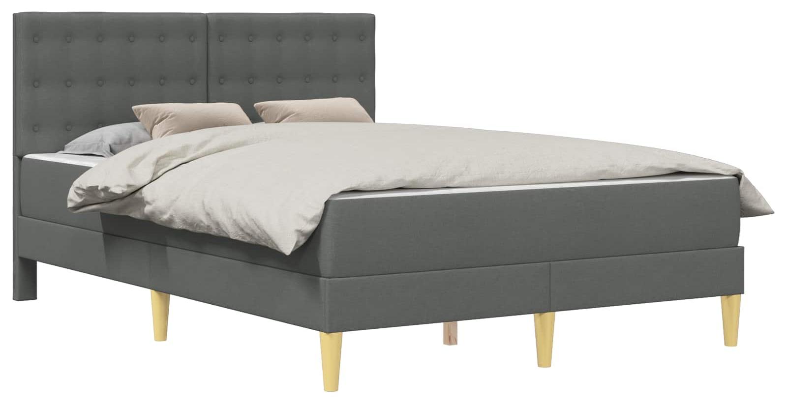 Bettgestell mit Matratze Dunkelgrau 120 x 190 cm Stoff