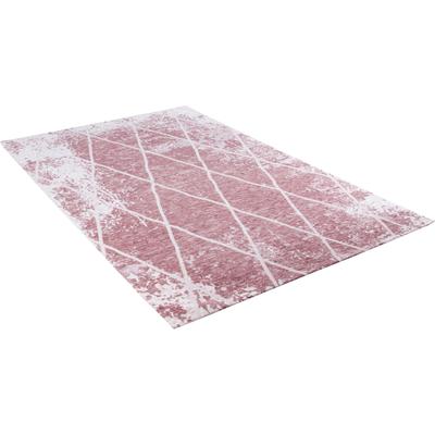 Teppich TOM TAILOR HOME "Fine Lines" Gr. 2, rosa (hellrosa), B:68cm H:5mm L:130cm, Wolle, Teppiche, Teppich, Flachgewebe, Rauten Design, ideal im Wohnzimmer & Schlafzimmer