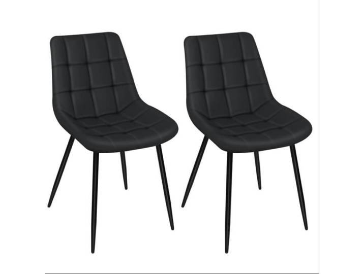 Chaises de salle à manger noires - OHMG - 2 places - PU - Métal - Scandinave - Moderne