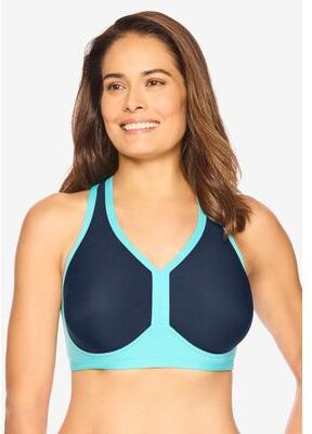Plus Size Women's V-Neck Colorblock Sports Bra by Comfort Choice in Navy (Size 3X)