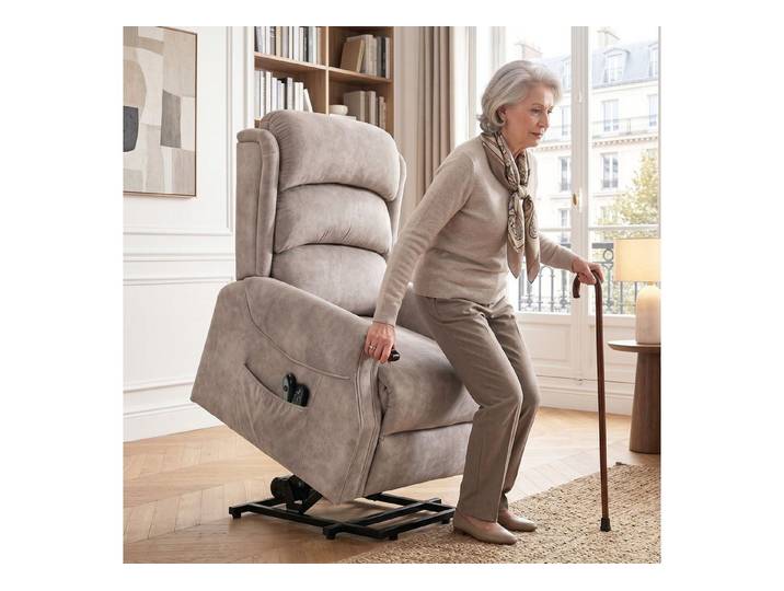 HOMCOM Relaxsessel Holzgriff, Fernbedienung, Seitentasche (Set, 1-St., 1), elektrische Aufstehhilfe, Massagemodus, Wärmefunktion