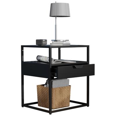Nachttisch VCM "Metall Nachttisch Beistelltisch Schublade Flokas M", schwarz, B:45cm T:40cm, Tische, Nachttisch