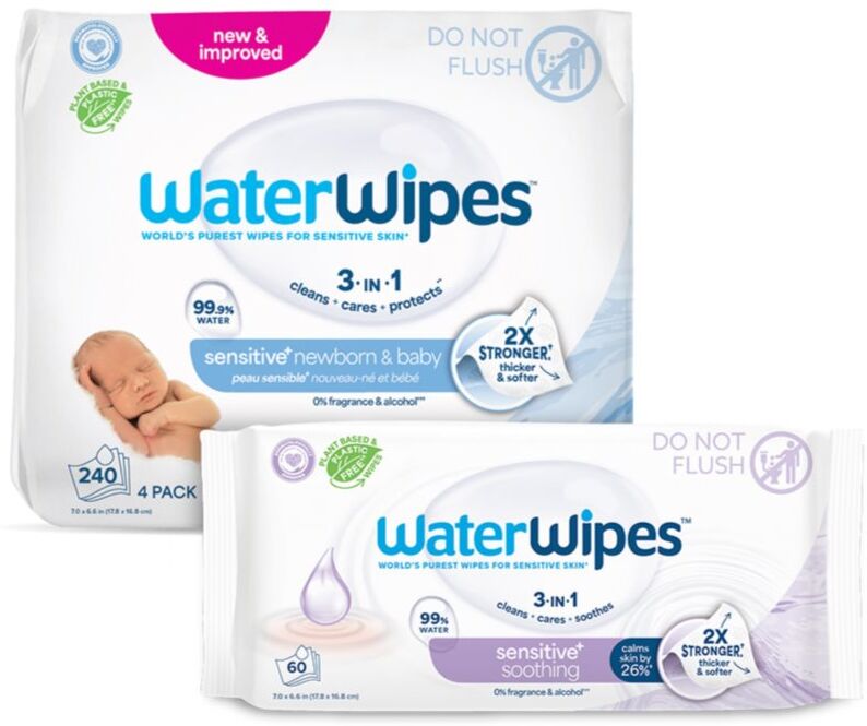 WaterWipes Sensitive (4x60 ks) + Soothing Clean (1x60 ks) wet wipes 300 pc