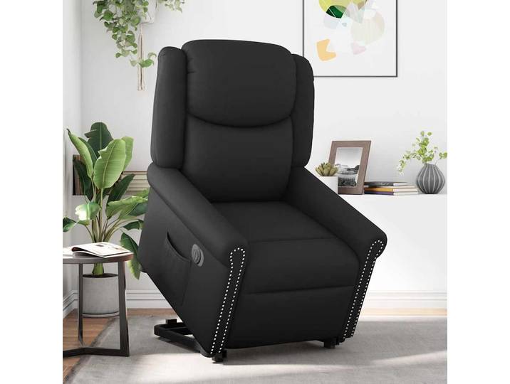 vidaXL Relaxsessel Aufstehen Elektrisch Glänzend Schwarz Kunstleder
