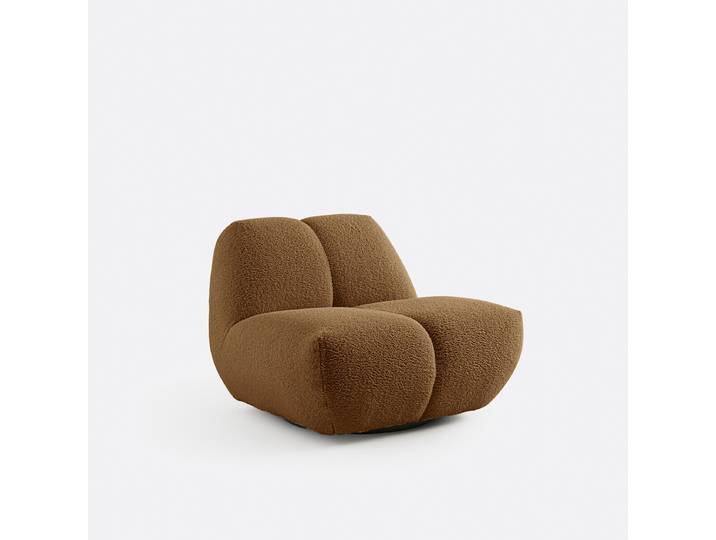 LA REDOUTE Fauteuil pivotant, bouclette épaisse, Nuria 1 Place Marron Chocolat
