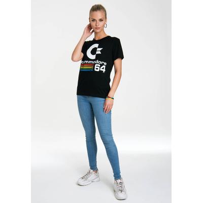 T-Shirt LOGOSHIRT "Commodore C64", Damen, Gr. S, schwarz, 100% Baumwolle, bedruckt, normal, Rundhals, Shirts T-Shirt, mit lizenziertem Originaldesign