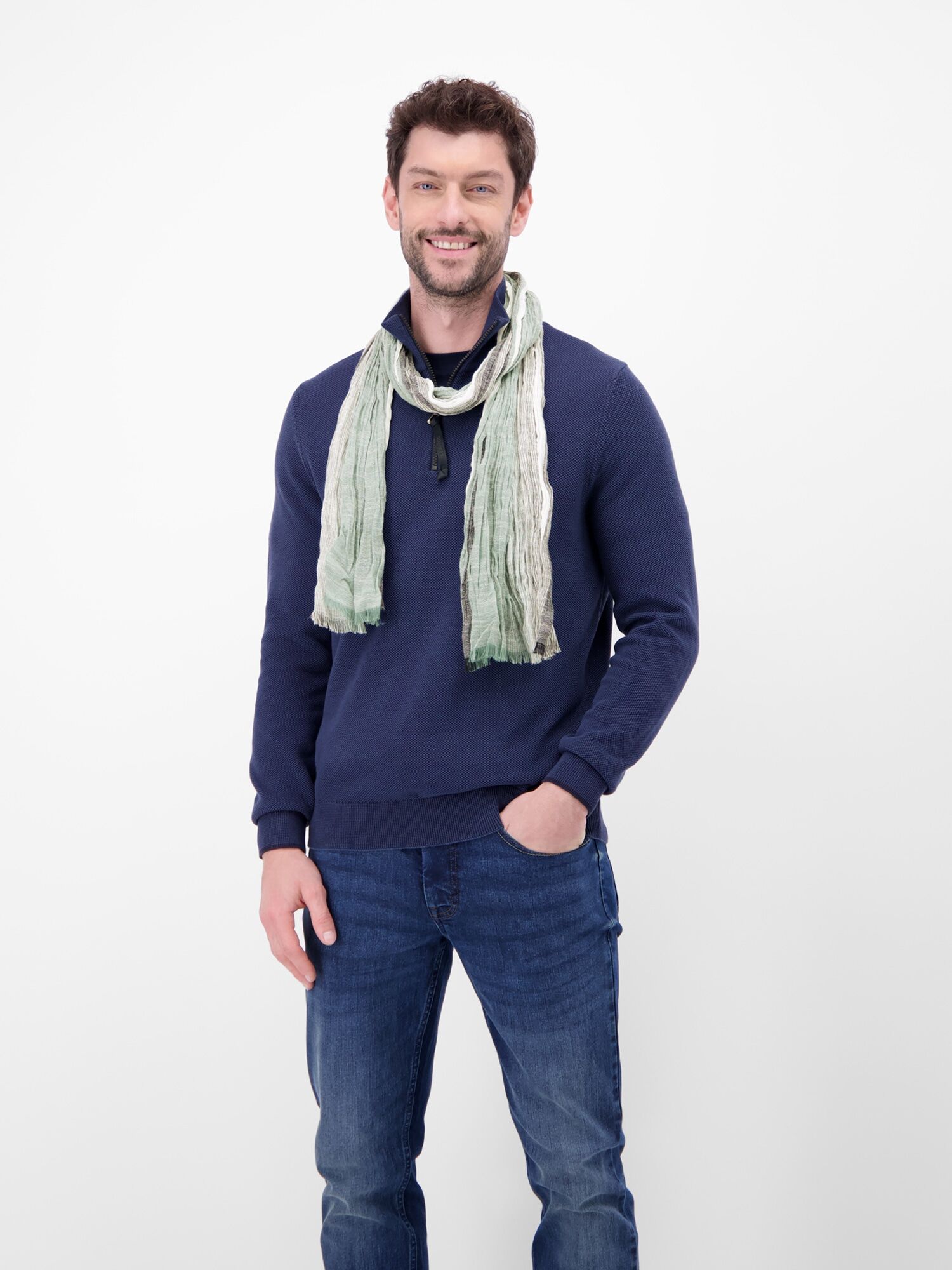 Schal LERROS "Webschal mit gestreiftem Farbverlauf", Herren, grün (arctic blau), Materialmix, Modetücher Schal arctic blau Einheitsgröße