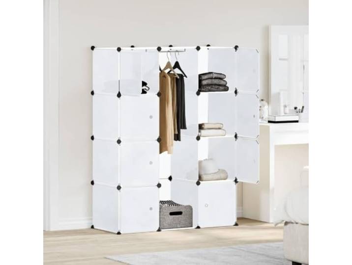 HKLGBVCR Modularer Schrank, 9 Fächer, 109 x 36,5 x 143 cm, Weiß