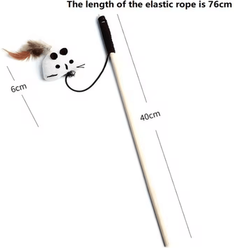 Inspire Curations FeatherDash Interactive Cat Wand Toy With Colorful Feathers & Wooden Rod triangular Head