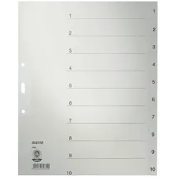 Papierregister 1-10, A4, Papier, 10 Blatt, grau