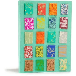 Lokta Mini Tiles Notebook – Large (21x15cm) – 45 Leaves – Includes Bookmark – Teal