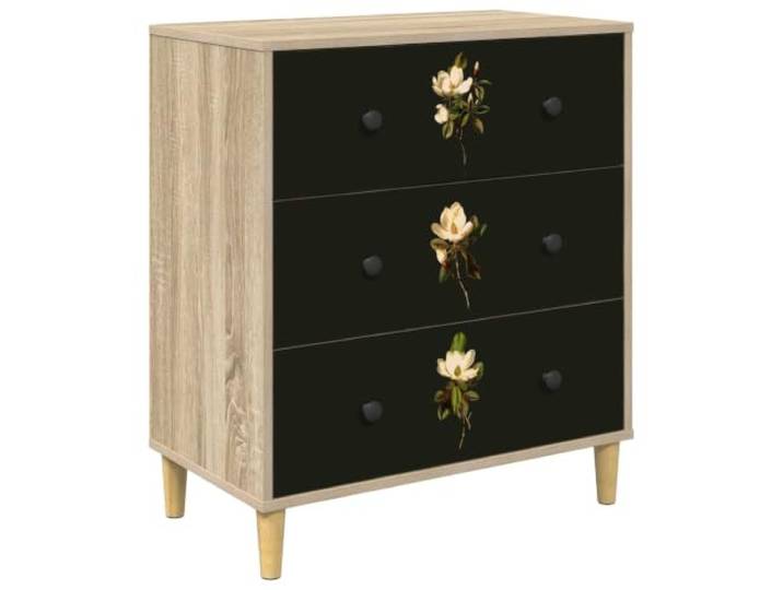 KLGBNCVE Kommode Bremen Magnolienmuster 66 x 36,5 x 75 cm Holzwerkstoff Erhöhte Füße, viel Stauraum, verstärkte Struktur, für Schlafzimmer, Wohnzimmer, Flure, Ankleidebereiche
