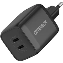OtterBox 65W EU GaN Schnellladegerät (65 W, 2 Ports), USB Ladegerät, Schwarz