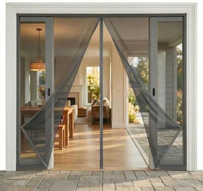 Evideco Magnetic Patio Screen Door, PVC Frame, Fiberglass Mesh, 118 x 87 in - 87x118