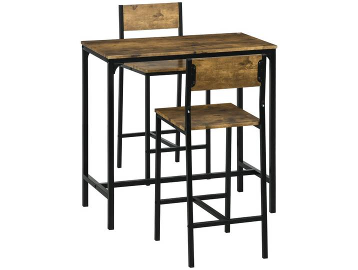 BARTISCH Set 3-teilig, Esstisch mit 2 Barhocker, Küchentresen mit Barstühlen