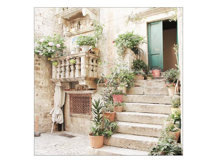 Tableau verre Mediterranean House type A Matériau : Verre Motif : Avec motif Motif : Villes & architecture, Arbres, plantes & nature Type de