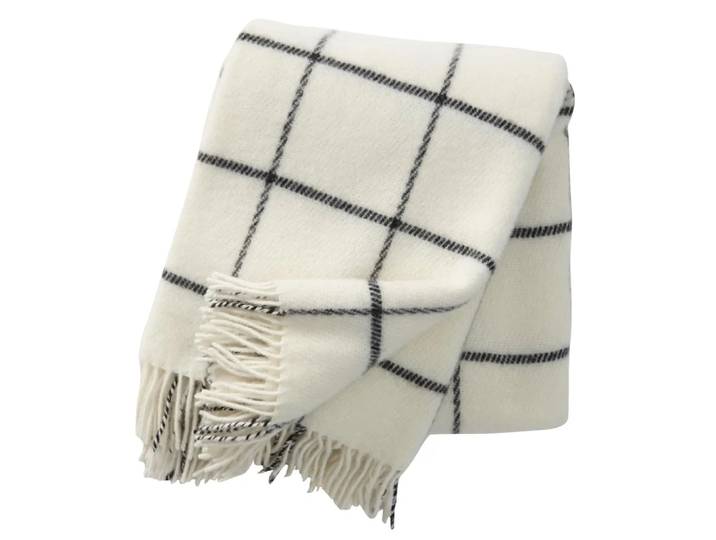 Klippan Yllefabrik Plaid en laine Vinga blanc