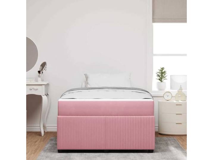 KTHLBRH Doppelbett Rosa 120 x 200 cm mit gepolstertem Gestell Technischer Holzrahmen, Taschenfederkernmatratze, feste Latten, langlebige Unterstützung
