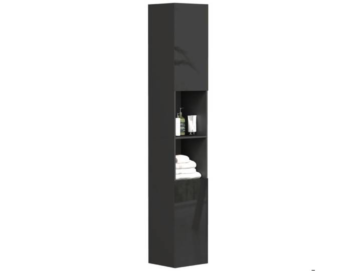 kleankin - Meuble colonne de salle de bain - Panneau de particules - 30x30x181.5cm - noir