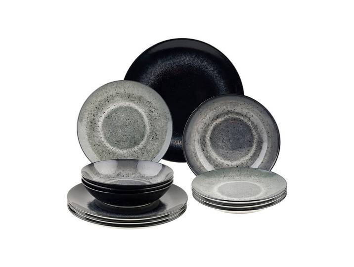 Tafelservice Batik Schwarz, 12-teilig