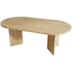 MODFU Esstisch MDF Eichenfarbe 160x80 cm, abgerundete Ecken, 18 mm Tischplatte, für 6-8 Personen