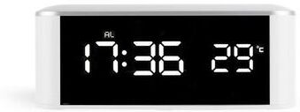 Everyday Crate Smart LED Mirror Alarm Clock With Temperature Display & Adjustable Brightness white Word