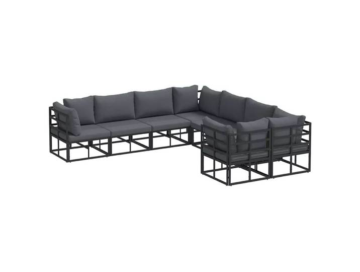 VidaXL - Outdoor-sofagarnitur aluminium, One Size, Schwarz