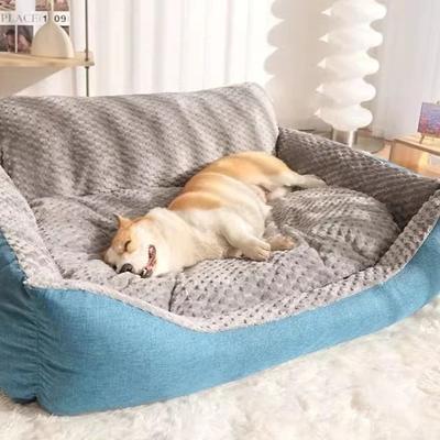 Uplifted Goods Orthopedic Ultra Plush Winter Pet Sofa Bed blue l