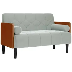 vidaXL Zweisitzer-Sofa mit Nackenrollen Hellgrau 110 cm Samt