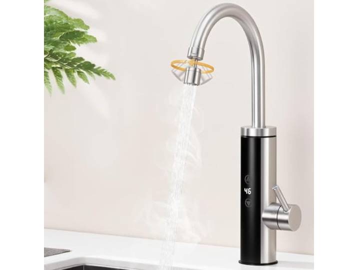 HOMELODY Elektrischer Wasserhahn mit Durchlauferhitzer 230V, Wasserhahn Küche mit Touch-Temperaturregler & LED-Display, Anti-Spritz Edelstahl Küchenarmatur, Durchlauferhitzer Küche, Garten & Camping