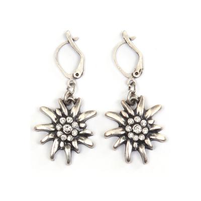 Paar Ohrhänger FIRETTI "Edelweiß, trendig, markant", weiß (metallfarben, antikfarben, weiß, weiß), Ohrringe, Damen, Metall, mit Glasstein
