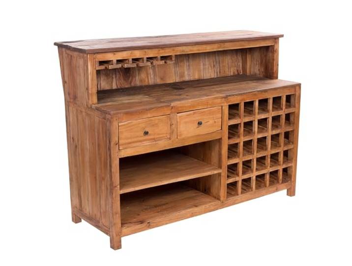 Vintage Design Barschrank PUREWOOD 150x110x55cm(BxHxT) Shabby Chic Minibar aus Altholz Verkaufstresen, Kassentresen Farbe: 08 Honigfarben Gewachst