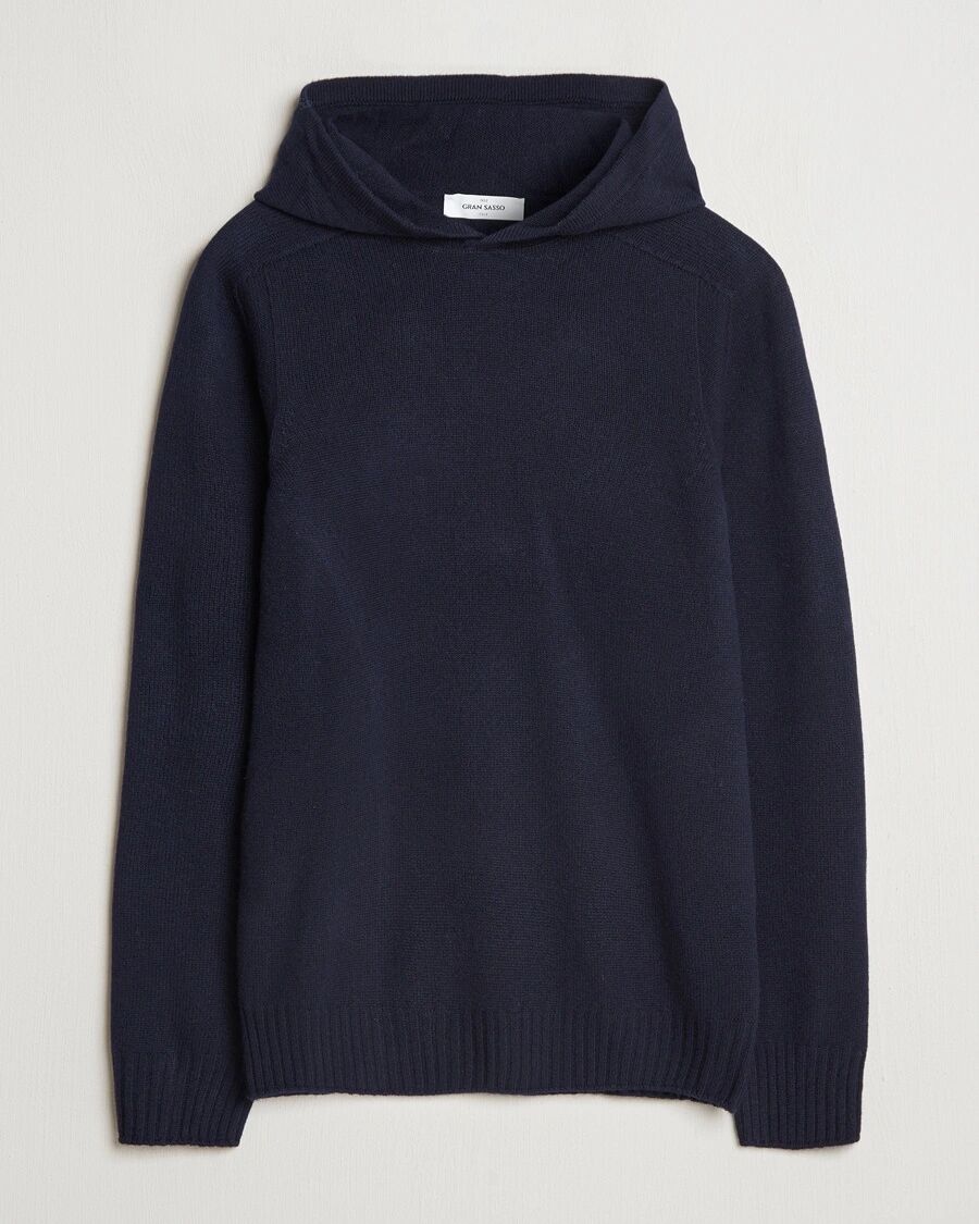 Gran Sasso Wool Hoodie Navy