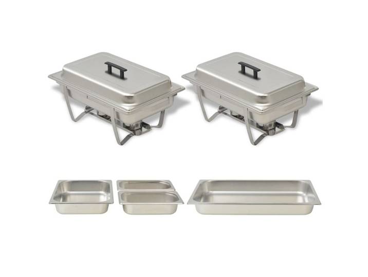 vidaXL Speisenwärmer NA Chafing Dish Set 2-tlg Edelstahl Buffet Behälter Warmhalte Stövchen