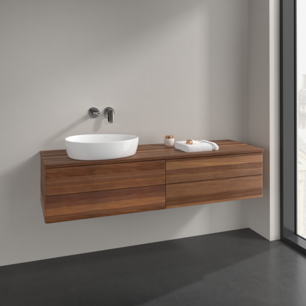 Villeroy und Boch Antao Waschtisch-Unterschrank L26012HM 160x36x50cm, Waschbeckenplattenfarbe warm walnut, warm walnut, mit Beleuchtung