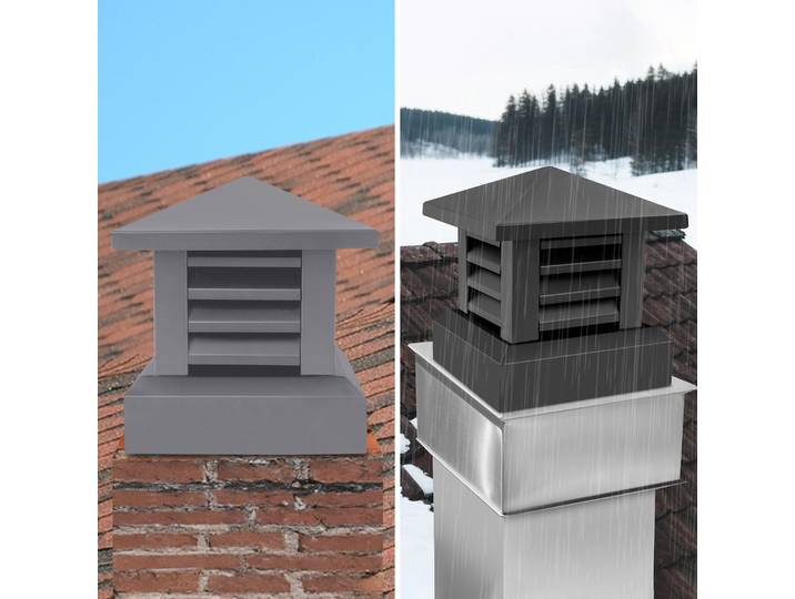 Capuchon de cheminée en alliage d'aluminium, noir/gris foncé, 10x10 pouces, conception d'obturation, capuchon de cheminée extérieur pour Villa Bungalow