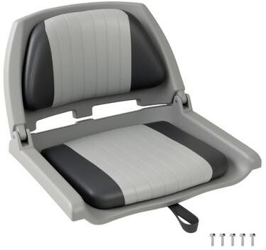 Costway Boat Seat Folding Low Back Boat Chair with Marine-Grade PVC-Gray