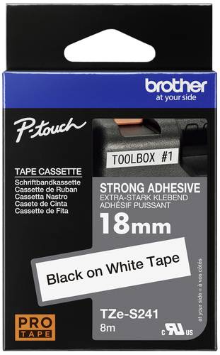 Brother TZe TZe-S241 Bandfarbe: Weiß Schriftfarbe:Schwarz 18 mm 8 m