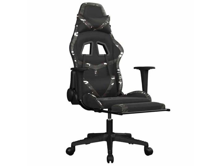 Chaise gaming massante - VIDAXL - Ergonomique - Repose-pied - Noir & Camouflage - Similicuir - 67x64x(116-127) cm